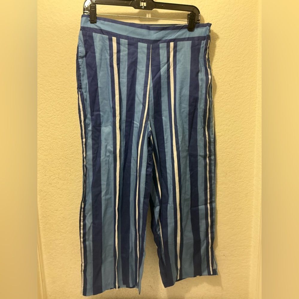 NWT Christina Blue Striped Crop Pants